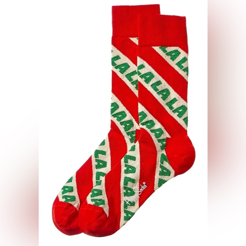 Happy Socks Fa La La La Holiday Socks Unisex men 8-12 women 10-12